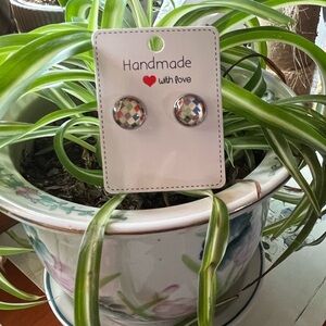 Colorful Handmade Cabochon Stud Earrings